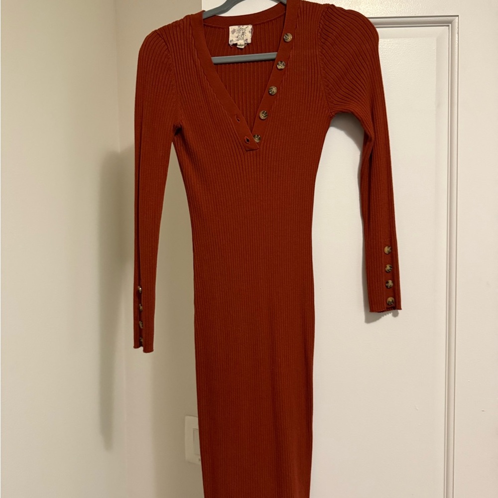 Rust colored long sweater dress
